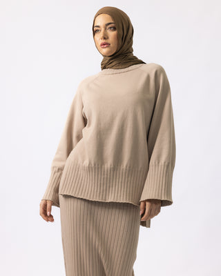 'Farah' Knit Sweater - Dark Beige