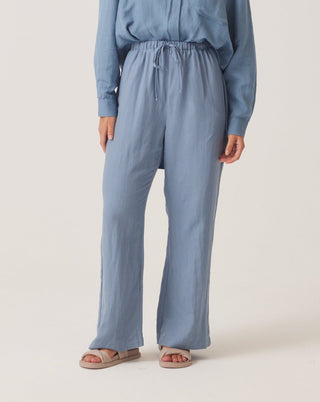 'Breeze' Blue Linen Modest Pants