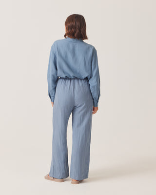 'Breeze' Blue Linen Modest Pants
