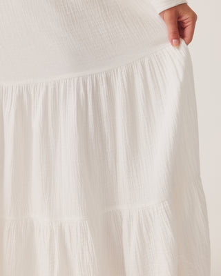 'Unwind' White Cotton Skirt