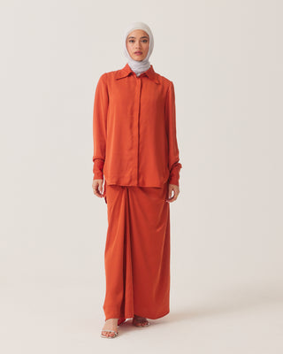 'Alaia' Orange Satin Blouse