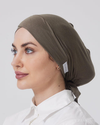 KHAKI 'Criss Cross Adjustable' Closed Hijab Cap - Twiice Boutique