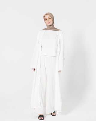 'Aliyah' White Crinkle Modest Pants
