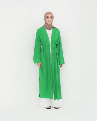 'Aliyah' Green Crinkle Kimono Abaya