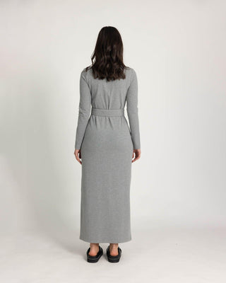Grey 'Everyday' Ribbed Cotton Belted Maxi Dress - Twiice Boutique