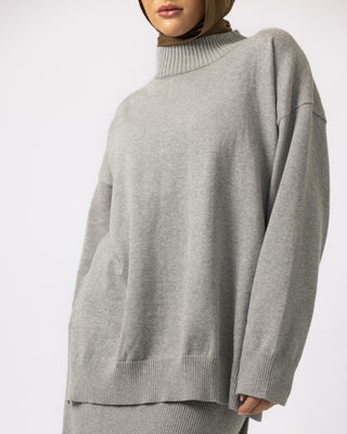 'Hiba' Essential Knit Sweater - Grey