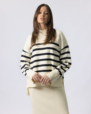'Norah' Stripe Long Back Knit Sweater