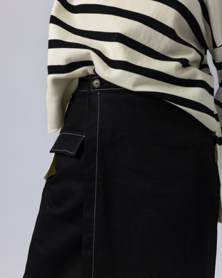 Black 'Karina' Soft Denim Wrap Skirt