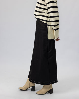 Black 'Karina' Soft Denim Wrap Skirt