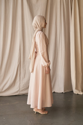 'Sara' A-line Cotton Crossover Maxi Dress - Peach