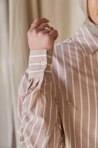 'Worthy' Brown Stripe Cotton Shirt