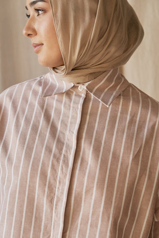 'Worthy' Brown Stripe Cotton Shirt