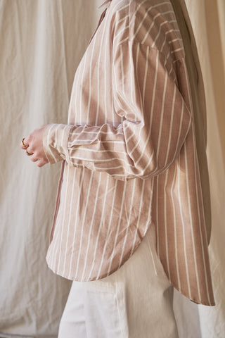 'Worthy' Brown Stripe Cotton Shirt