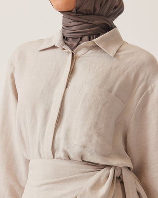 'Breeze' Oat Linen Relaxed Shirt