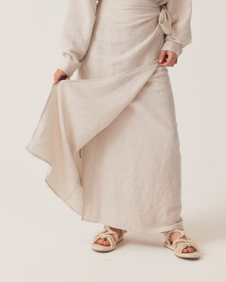 'Breeze' Oat Linen Wrap Skirt