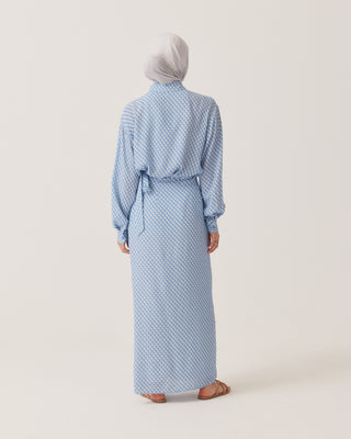 'Bondi' Blue Printed Wrap Skirt