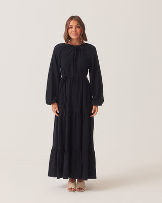 'FLOW' Black Cotton Maxi Dress