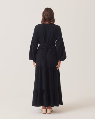 'FLOW' Black Cotton Maxi Dress