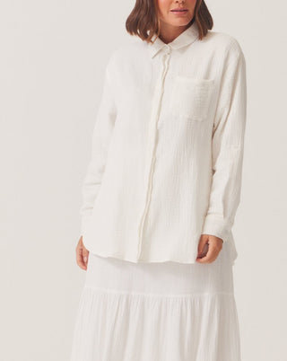 'Unwind' White Cotton Shirt