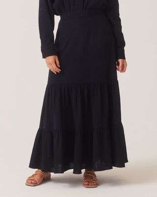'Unwind' Black Cotton Skirt