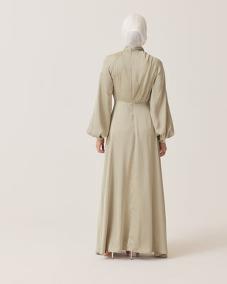 'Divine' Sage Satin Maxi Dress - Read product discription