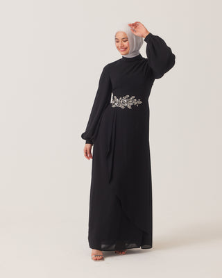 ‘Malika' Embellished Black Maxi Dress