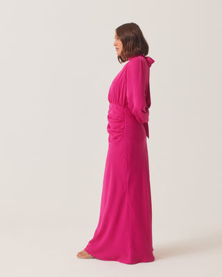 'Hannah' Pink Ruched Maxi Dress