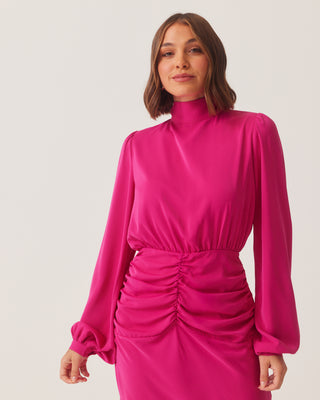 'Hannah' Pink Ruched Maxi Dress