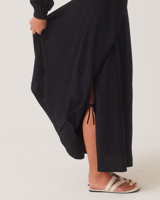 'Adila' Black Wrap Jersey Maxi Dress