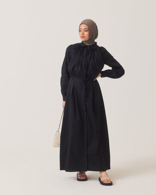'Amani' Black Cotton Maxi Dress