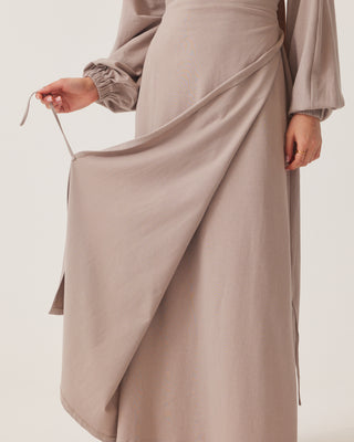 'Adila' Taupe Wrap Jersey Maxi Dress