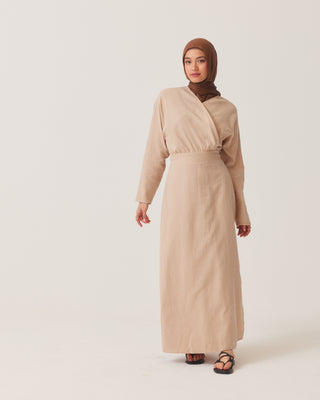 'Adina' Linen Wrap Maxi Dress