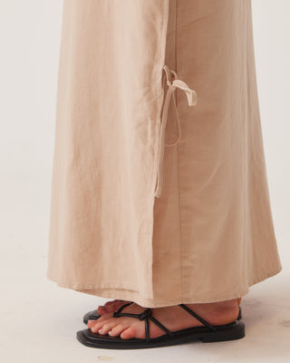 'Adina' Linen Wrap Maxi Dress