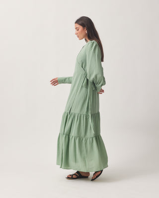 'Rima' Green Smock Wrap Dress