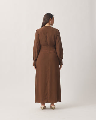 'Iman' Overlay Brown Dress