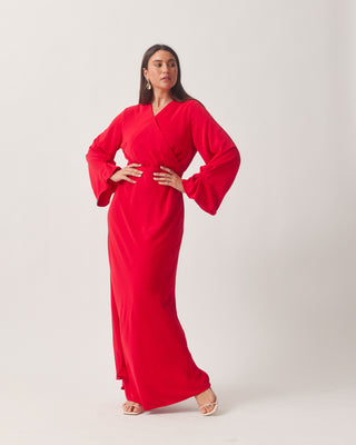 'Jamila' Red Cross Over Maxi Dress