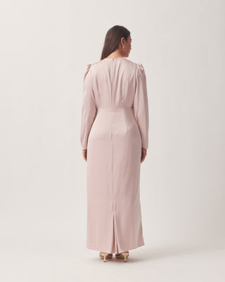 'Hazal' Light Pink Satin Maxi Dress