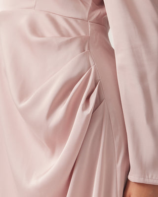 'Hazal' Light Pink Satin Maxi Dress