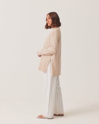 'Karima' Essential Beige Long Sleeve Top