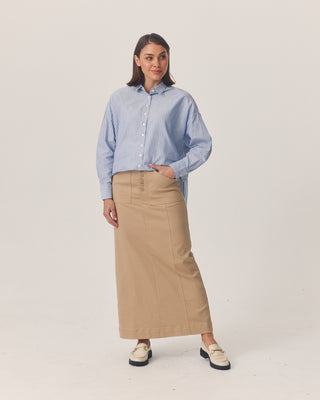 'Soraya' Tan Maxi Denim Skirt