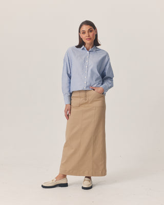 'Soraya' Tan Maxi Denim Skirt