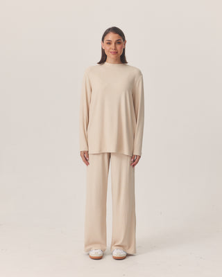 'EVERYDAY' BEIGE RIBBED PANT