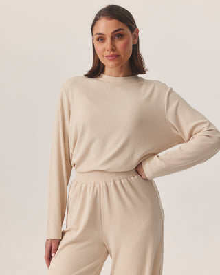 'EVERYDAY' BEIGE RIBBED TOP