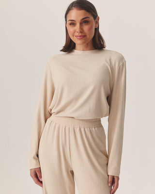 'EVERYDAY' BEIGE RIBBED TOP