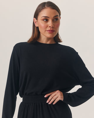 'EVERYDAY' BLACK RIBBED TOP