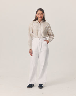 'Worthy' Beige Stripe Cotton Shirt