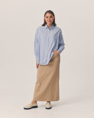'Zali' Blue Stripe Cotton Shirt