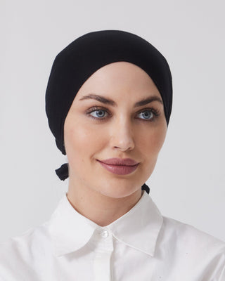 BLACK 'Big Bun Adjustable' Hijab Cap - Twiice Boutique
