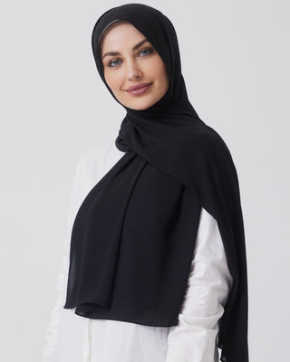Premium Chiffon Hijab-  Black - Twiice Boutique