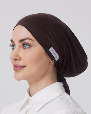 CHOCOLATE BROWN 'Big Bun Adjustable' Hijab Cap - Twiice Boutique